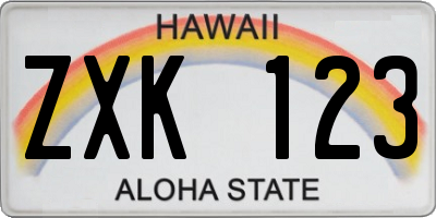 HI license plate ZXK123
