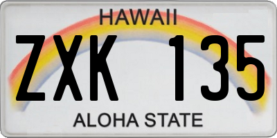 HI license plate ZXK135