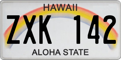 HI license plate ZXK142