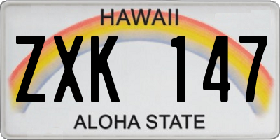 HI license plate ZXK147