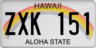HI license plate ZXK151