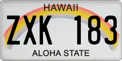 HI license plate ZXK183