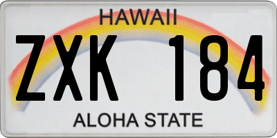 HI license plate ZXK184