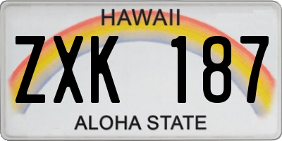 HI license plate ZXK187