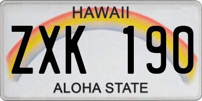 HI license plate ZXK190