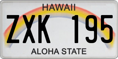 HI license plate ZXK195