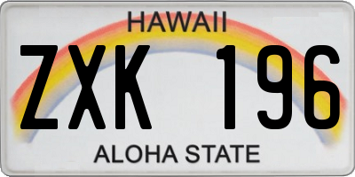 HI license plate ZXK196