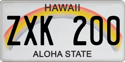 HI license plate ZXK200