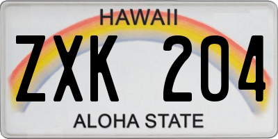 HI license plate ZXK204