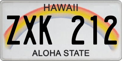 HI license plate ZXK212