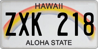 HI license plate ZXK218