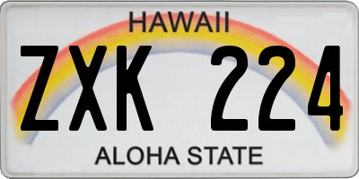 HI license plate ZXK224