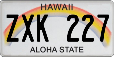 HI license plate ZXK227