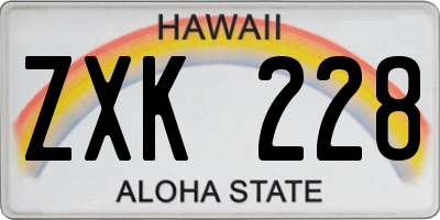 HI license plate ZXK228
