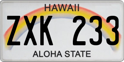 HI license plate ZXK233