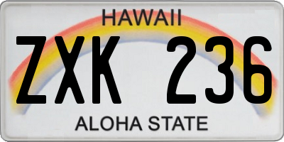 HI license plate ZXK236