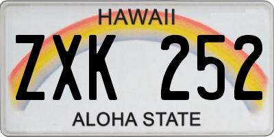 HI license plate ZXK252