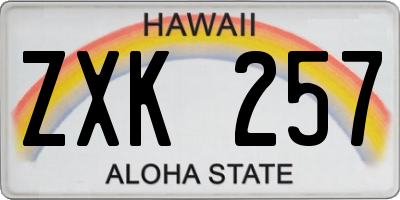 HI license plate ZXK257