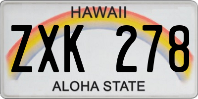 HI license plate ZXK278