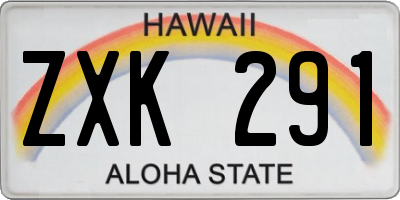 HI license plate ZXK291
