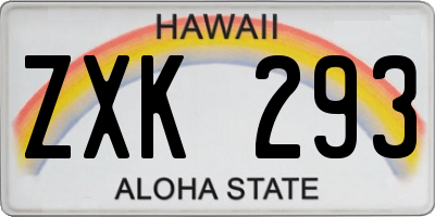 HI license plate ZXK293