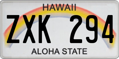 HI license plate ZXK294