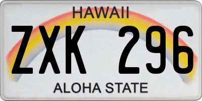 HI license plate ZXK296