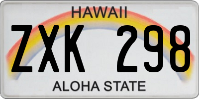 HI license plate ZXK298