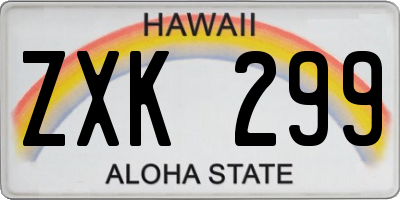 HI license plate ZXK299
