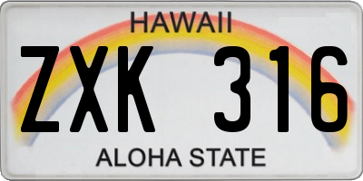 HI license plate ZXK316