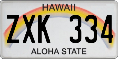 HI license plate ZXK334