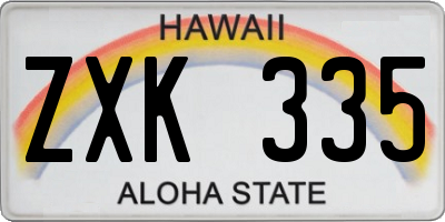 HI license plate ZXK335