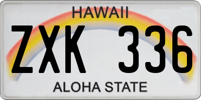 HI license plate ZXK336