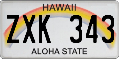 HI license plate ZXK343