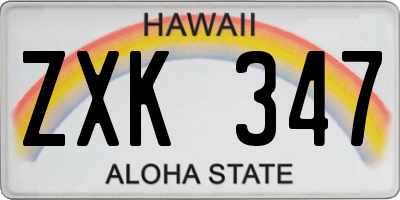 HI license plate ZXK347