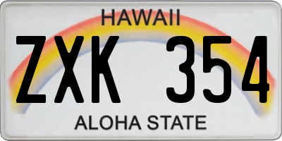 HI license plate ZXK354