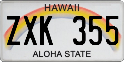 HI license plate ZXK355