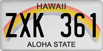 HI license plate ZXK361