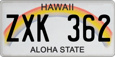 HI license plate ZXK362
