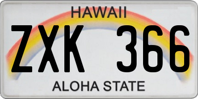 HI license plate ZXK366