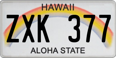 HI license plate ZXK377