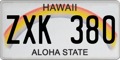 HI license plate ZXK380