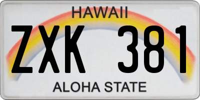 HI license plate ZXK381