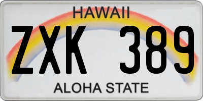HI license plate ZXK389
