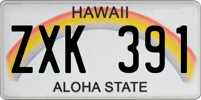 HI license plate ZXK391