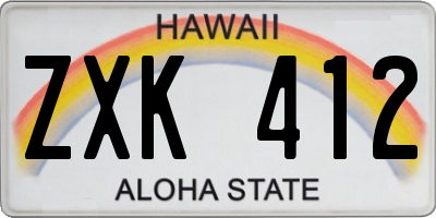 HI license plate ZXK412