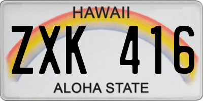 HI license plate ZXK416