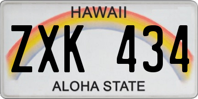 HI license plate ZXK434