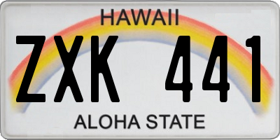 HI license plate ZXK441