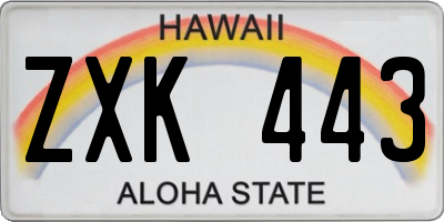 HI license plate ZXK443